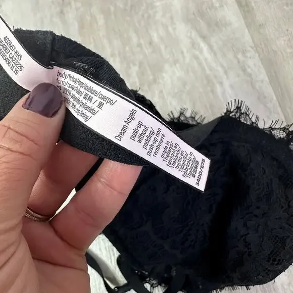 Victoria’s Secret Black Lace Dream Angels push-up without padding Size 34DD - Picture 4 of 5